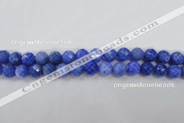 CAG4313 15.5 inches 10mm faceted round dyed blue fire agate beads