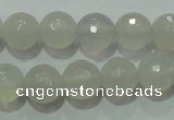 CAG4350 15.5 inches 8mm faceted round white agate beads wholesale