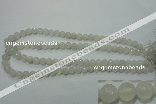 CAG4350 15.5 inches 8mm faceted round white agate beads wholesale