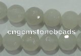 CAG4351 15.5 inches 10mm faceted round white agate beads wholesale