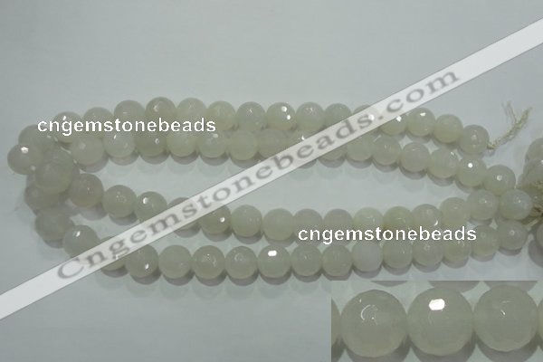 CAG4351 15.5 inches 10mm faceted round white agate beads wholesale