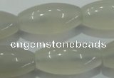 CAG4355 15.5 inches 15*30mm rice white agate beads wholesale