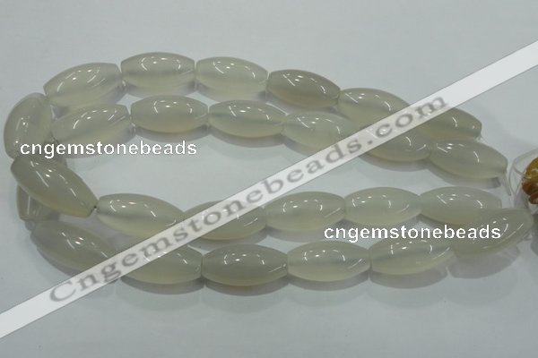 CAG4355 15.5 inches 15*30mm rice white agate beads wholesale