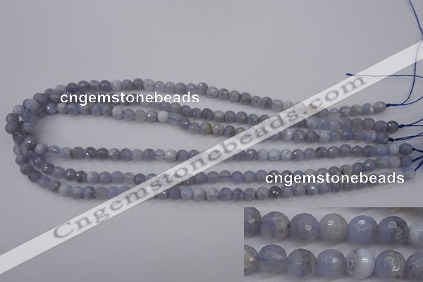 CAG4361 15.5 inches 6mm faceted round blue lace agate beads