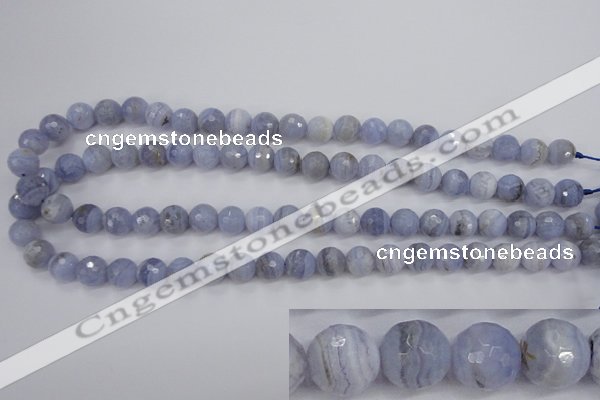 CAG4363 15.5 inches 10mm faceted round blue lace agate beads