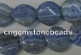 CAG4380 15.5 inches 16mm flat round dyed blue lace agate beads