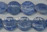 CAG4381 15.5 inches 18mm flat round dyed blue lace agate beads