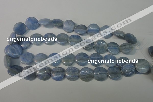 CAG4382 15.5 inches 20mm flat round dyed blue lace agate beads