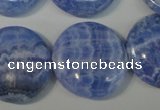 CAG4383 15.5 inches 25mm flat round dyed blue lace agate beads