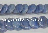 CAG4392 15.5 inches 14mm flat round dyed blue lace agate beads