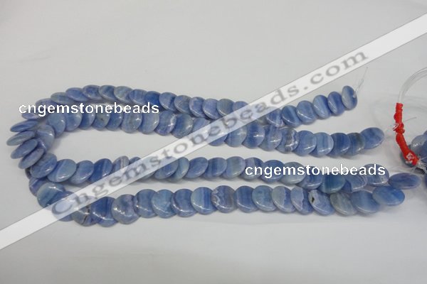 CAG4392 15.5 inches 14mm flat round dyed blue lace agate beads