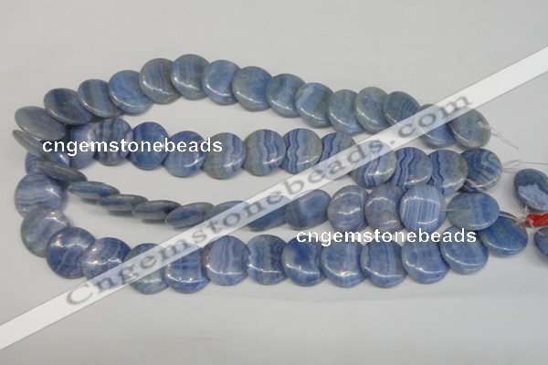 CAG4394 15.5 inches 20mm flat round dyed blue lace agate beads