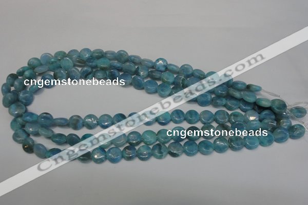 CAG4420 15.5 inches 10mm flat round dyed blue lace agate beads