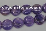 CAG4428 15.5 inches 12mm flat round dyed blue lace agate beads