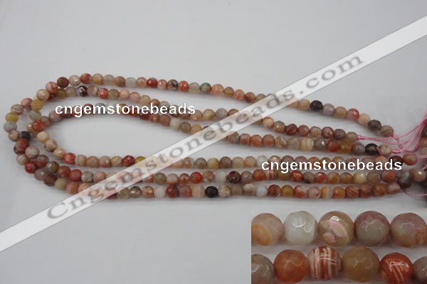 CAG4471 15.5 inches 6mm faceted round pink botswana agate beads