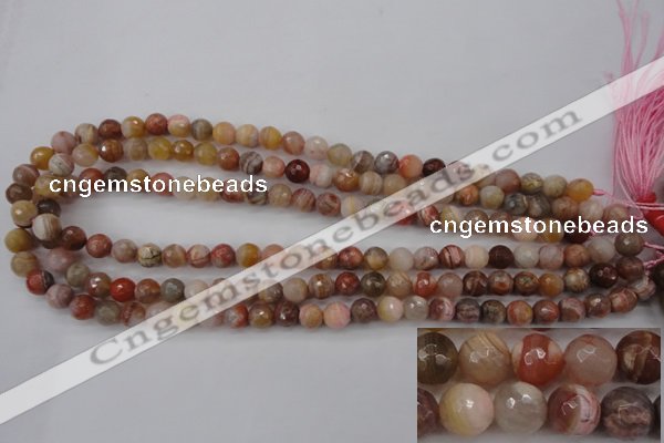 CAG4472 15.5 inches 8mm faceted round pink botswana agate beads