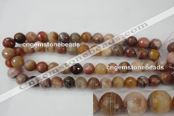 CAG4475 15.5 inches 14mm faceted round pink botswana agate beads