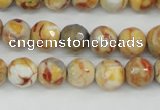 CAG4482 15.5 inches 6mm faceted round fire crackle agate beads