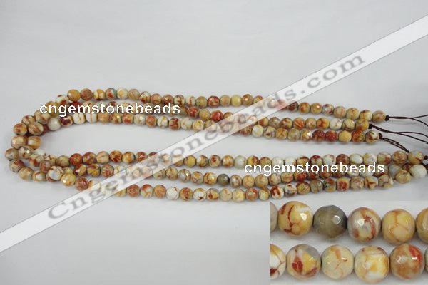 CAG4482 15.5 inches 6mm faceted round fire crackle agate beads