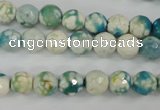 CAG4492 15.5 inches 8mm faceted round fire crackle agate beads