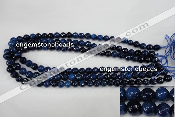 CAG4494 15.5 inches 8mm faceted round fire crackle agate beads