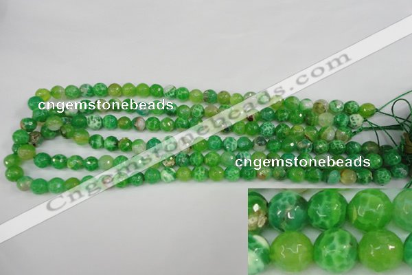 CAG4496 15.5 inches 8mm faceted round fire crackle agate beads