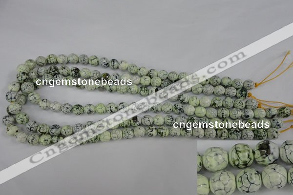 CAG4497 15.5 inches 8mm faceted round fire crackle agate beads