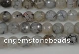 CAG4498 15.5 inches 8mm faceted round fire crackle agate beads