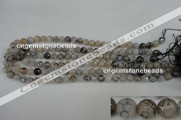 CAG4498 15.5 inches 8mm faceted round fire crackle agate beads