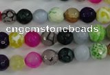 CAG4504 15.5 inches 8mm faceted round fire crackle agate beads