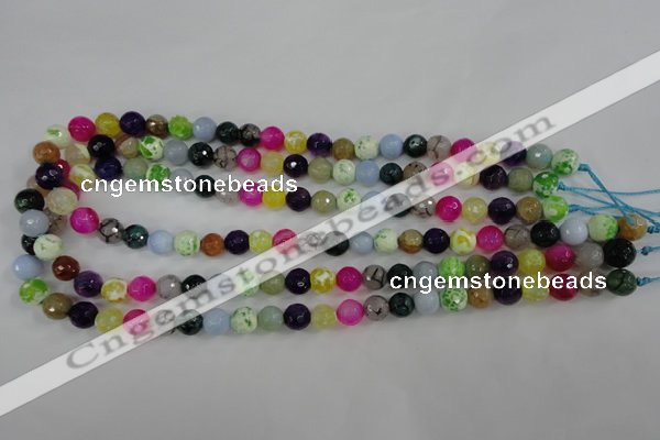 CAG4504 15.5 inches 8mm faceted round fire crackle agate beads