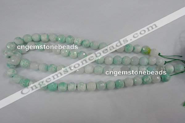 CAG4516 15.5 inches 10mm faceted round fire crackle agate beads