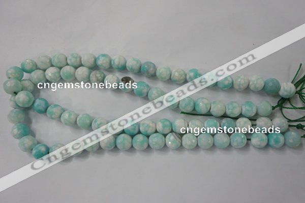 CAG4517 15.5 inches 10mm faceted round fire crackle agate beads