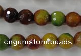 CAG4520 15.5 inches 10mm faceted round fire crackle agate beads