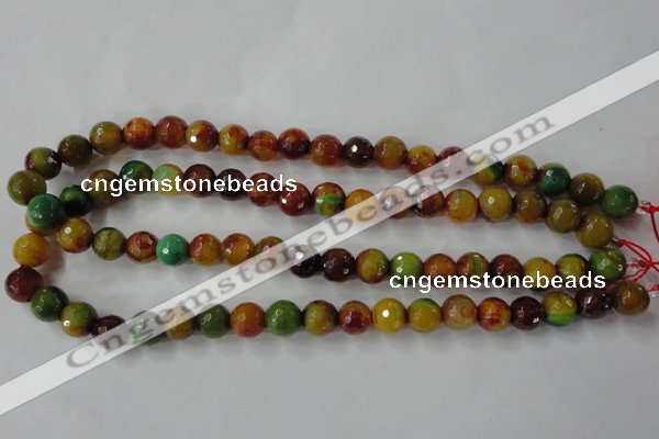 CAG4520 15.5 inches 10mm faceted round fire crackle agate beads