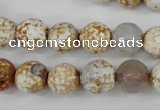 CAG4521 15.5 inches 10mm faceted round fire crackle agate beads