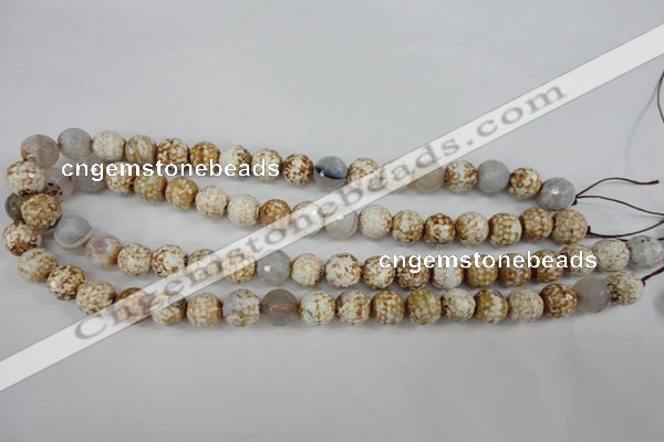 CAG4521 15.5 inches 10mm faceted round fire crackle agate beads