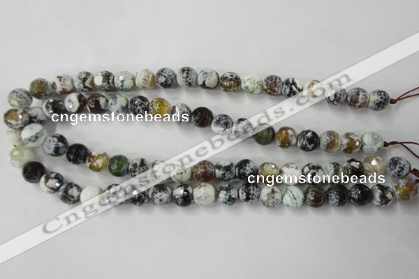 CAG4522 15.5 inches 10mm faceted round fire crackle agate beads