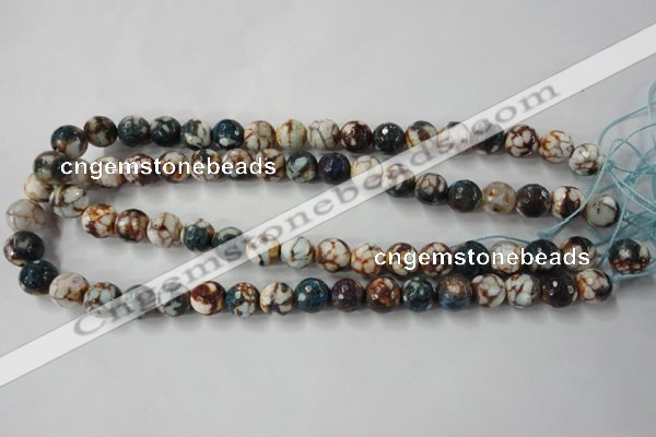 CAG4524 15.5 inches 10mm faceted round fire crackle agate beads