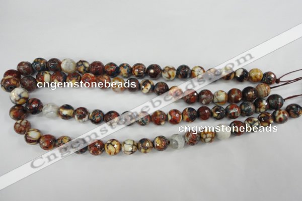 CAG4525 15.5 inches 10mm faceted round fire crackle agate beads