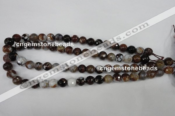 CAG4526 15.5 inches 10mm faceted round fire crackle agate beads