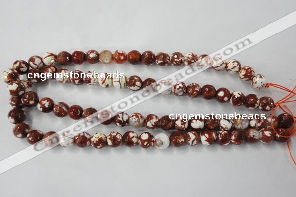 CAG4527 15.5 inches 10mm faceted round fire crackle agate beads