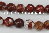 CAG4528 15.5 inches 10mm faceted round fire crackle agate beads