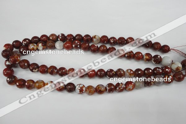 CAG4528 15.5 inches 10mm faceted round fire crackle agate beads