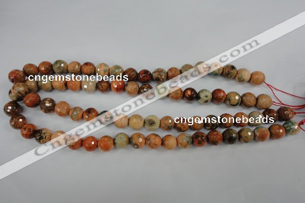 CAG4529 15.5 inches 10mm faceted round fire crackle agate beads