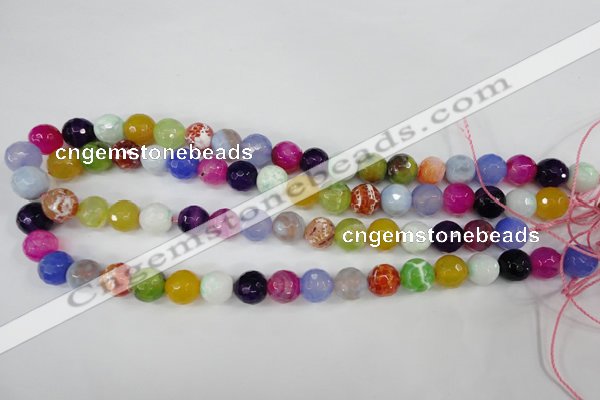 CAG4530 15.5 inches 10mm faceted round fire crackle agate beads