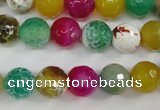 CAG4531 15.5 inches 10mm faceted round fire crackle agate beads