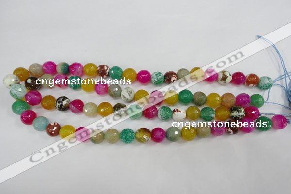 CAG4531 15.5 inches 10mm faceted round fire crackle agate beads