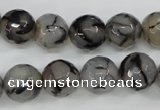 CAG4540 15.5 inches 12mm faceted round fire crackle agate beads
