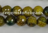 CAG4541 15.5 inches 12mm faceted round fire crackle agate beads